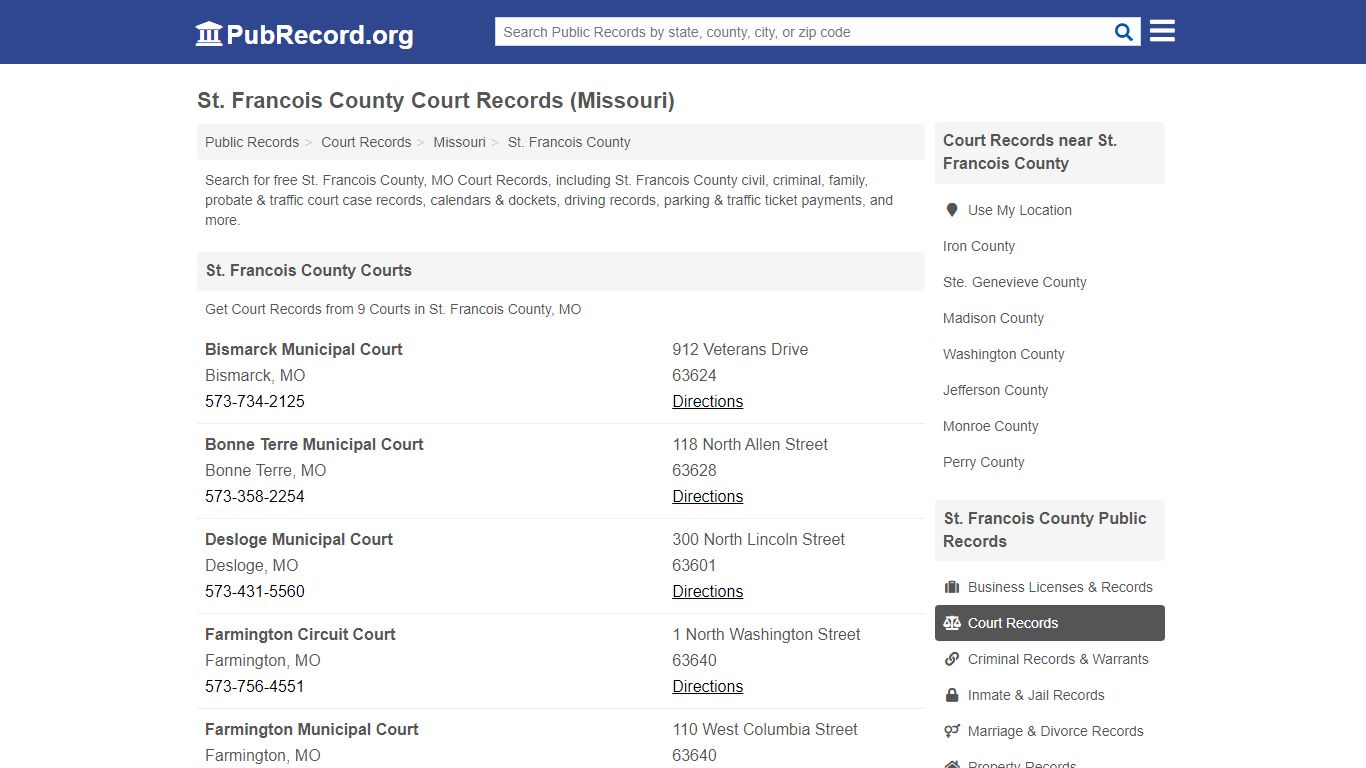 Free St. Francois County Court Records (Missouri Court ...